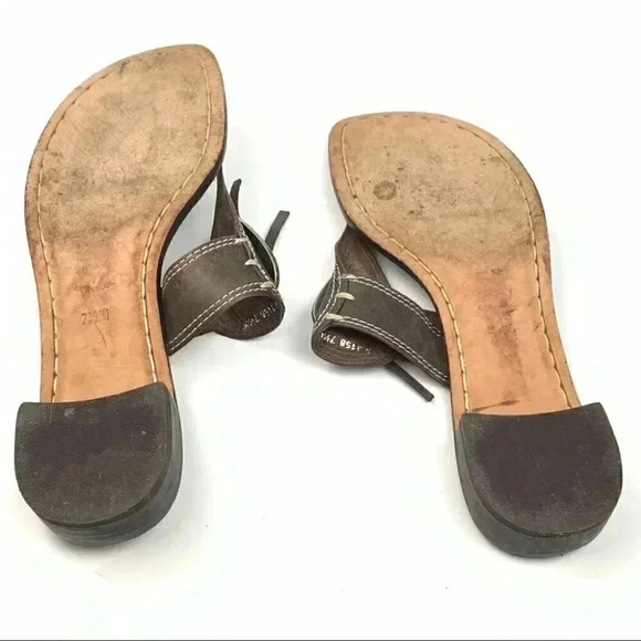 Bernardo sandals 7.5 chocolate brown leather south western bolo thong flip flops - Picture 7 of 12